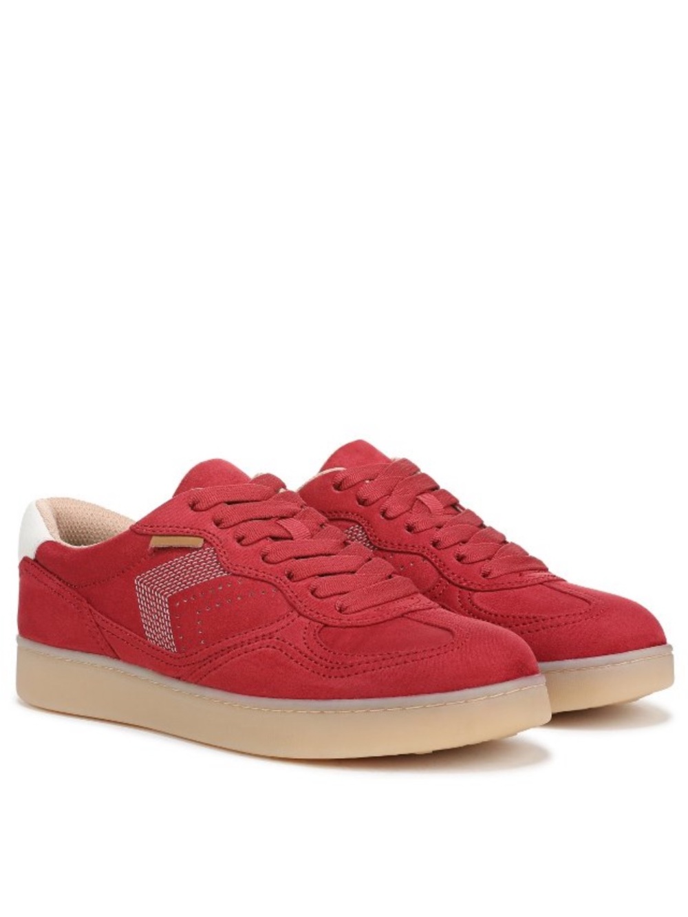 NEW Dr. Scholl's Red Women's Suede Sneakers with Cream Accent